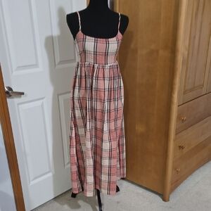 Billabong Pink Plaid Maxi Dress